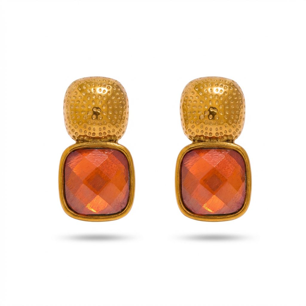 Aretha Orange Stud Earrings