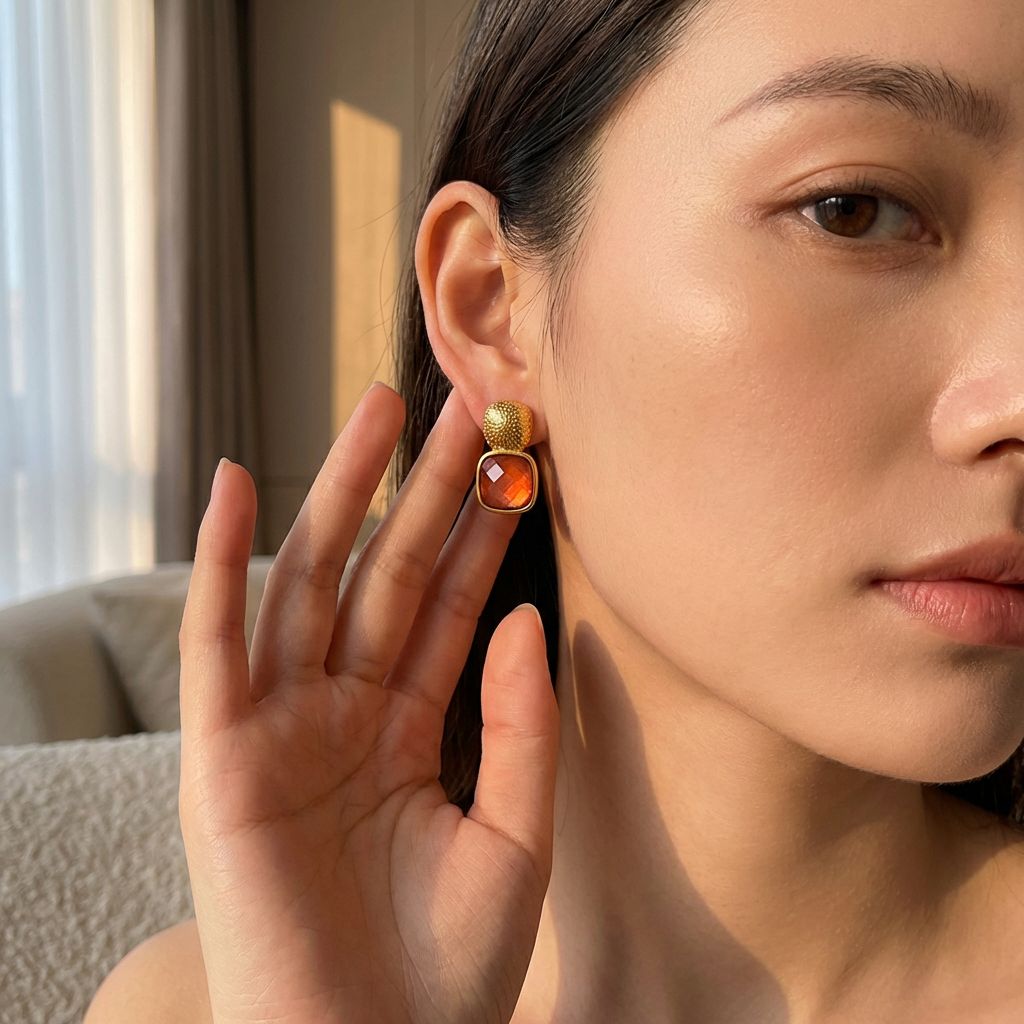 Aretha Orange Stud Earrings