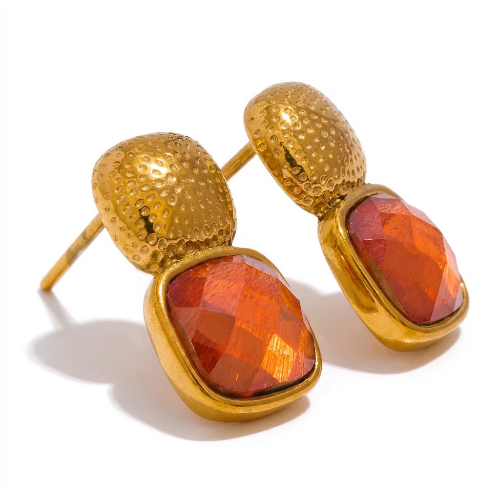 Aretha Orange Stud Earrings