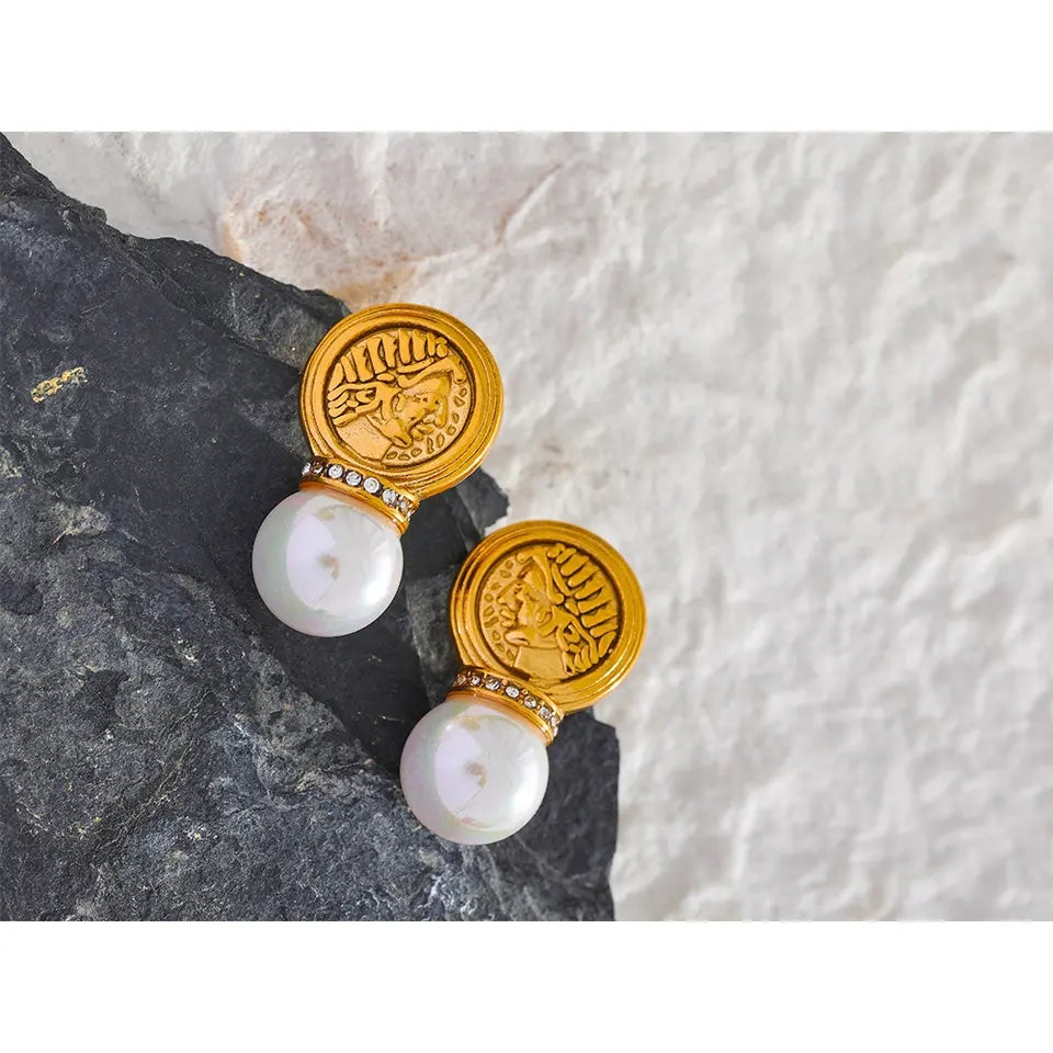 Ancient Pearl Stud Earrings