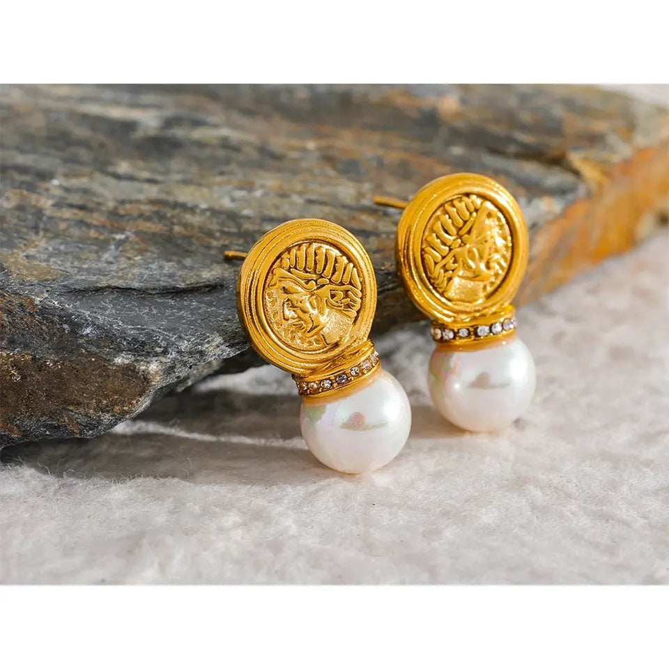 Ancient Pearl Stud Earrings