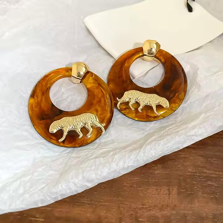 Geometric Tiger Earrings