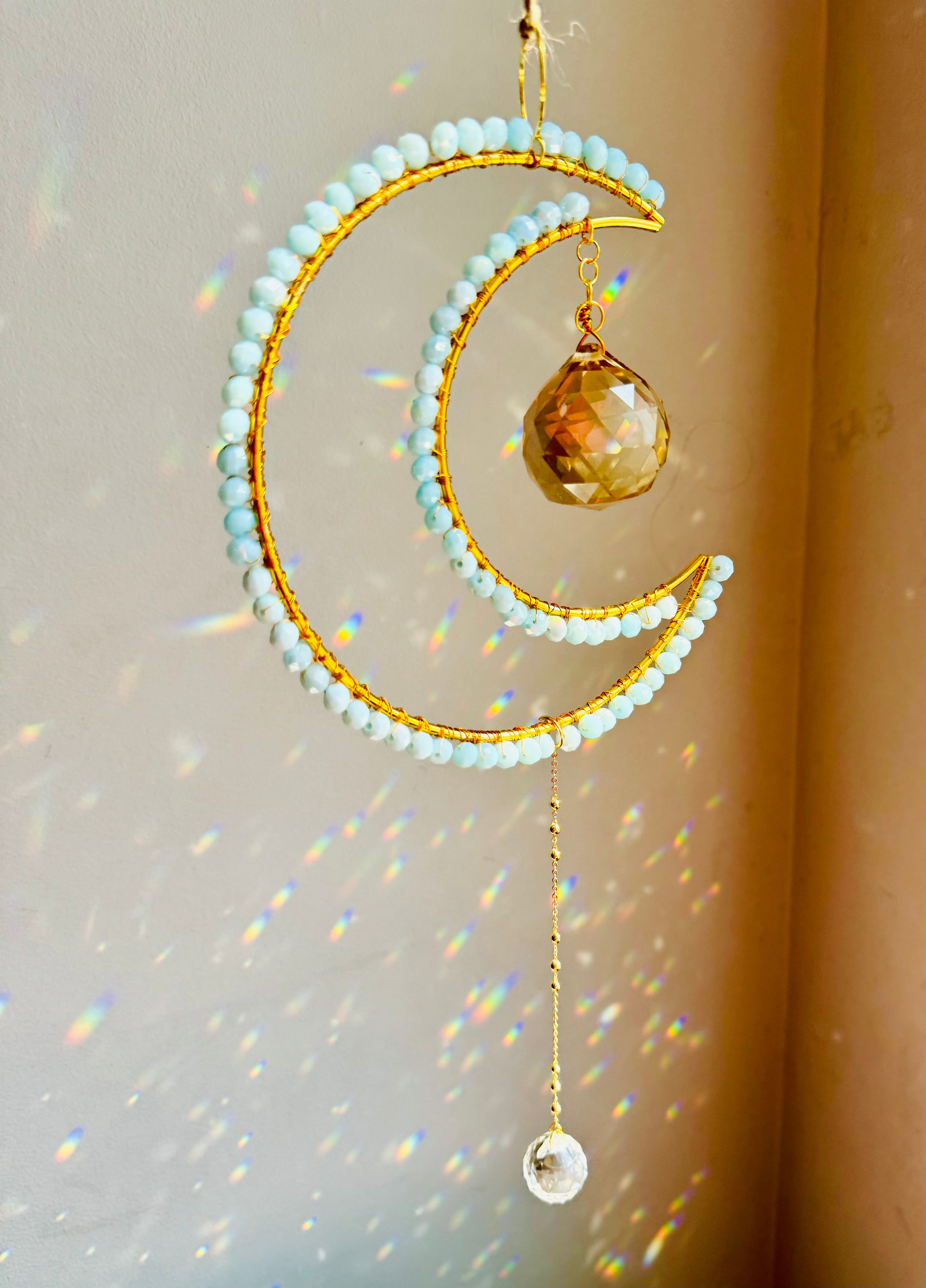 Maxi Crescent Ice Blue Suncatcher