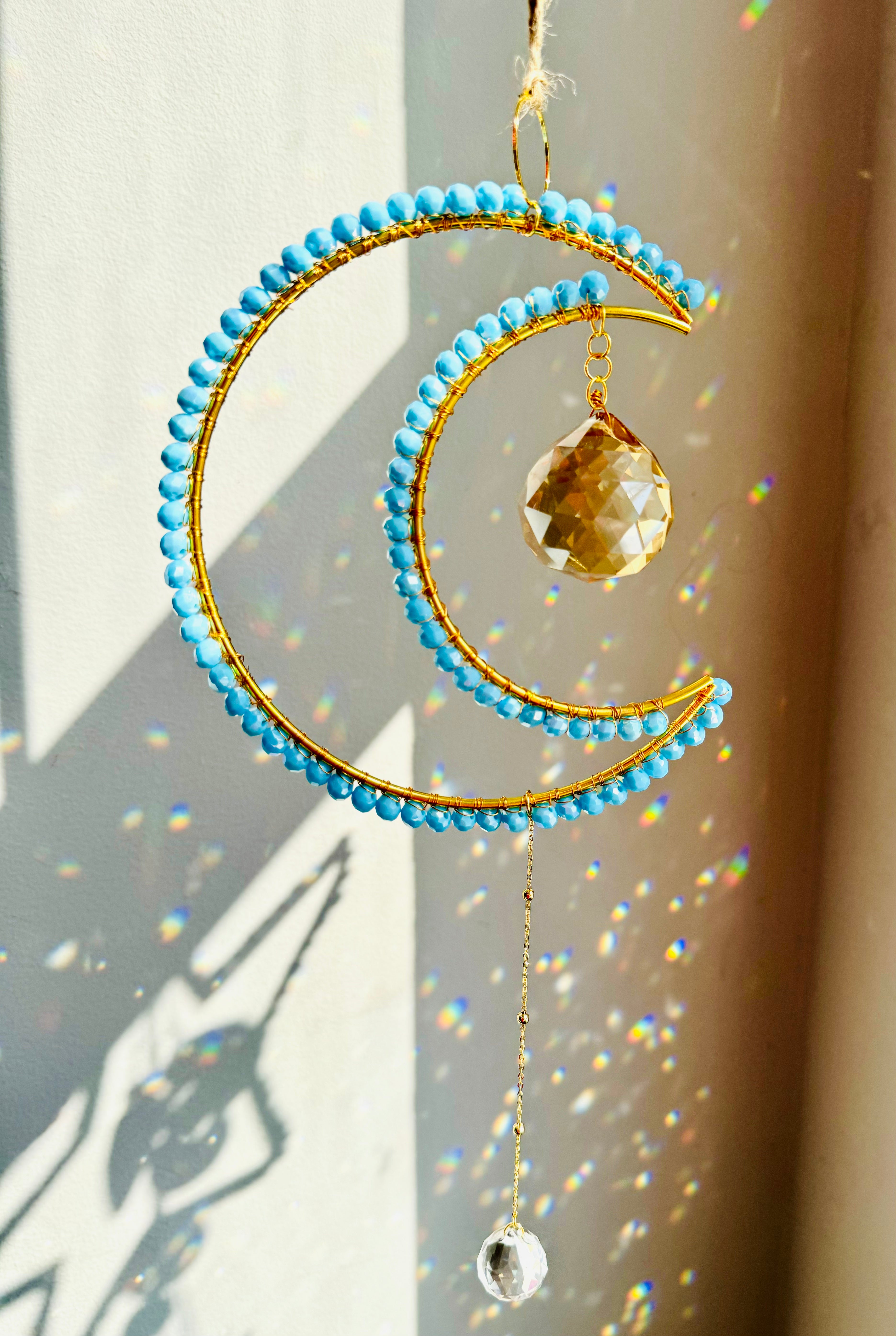Maxi Crescent Baby Blue Suncatcher