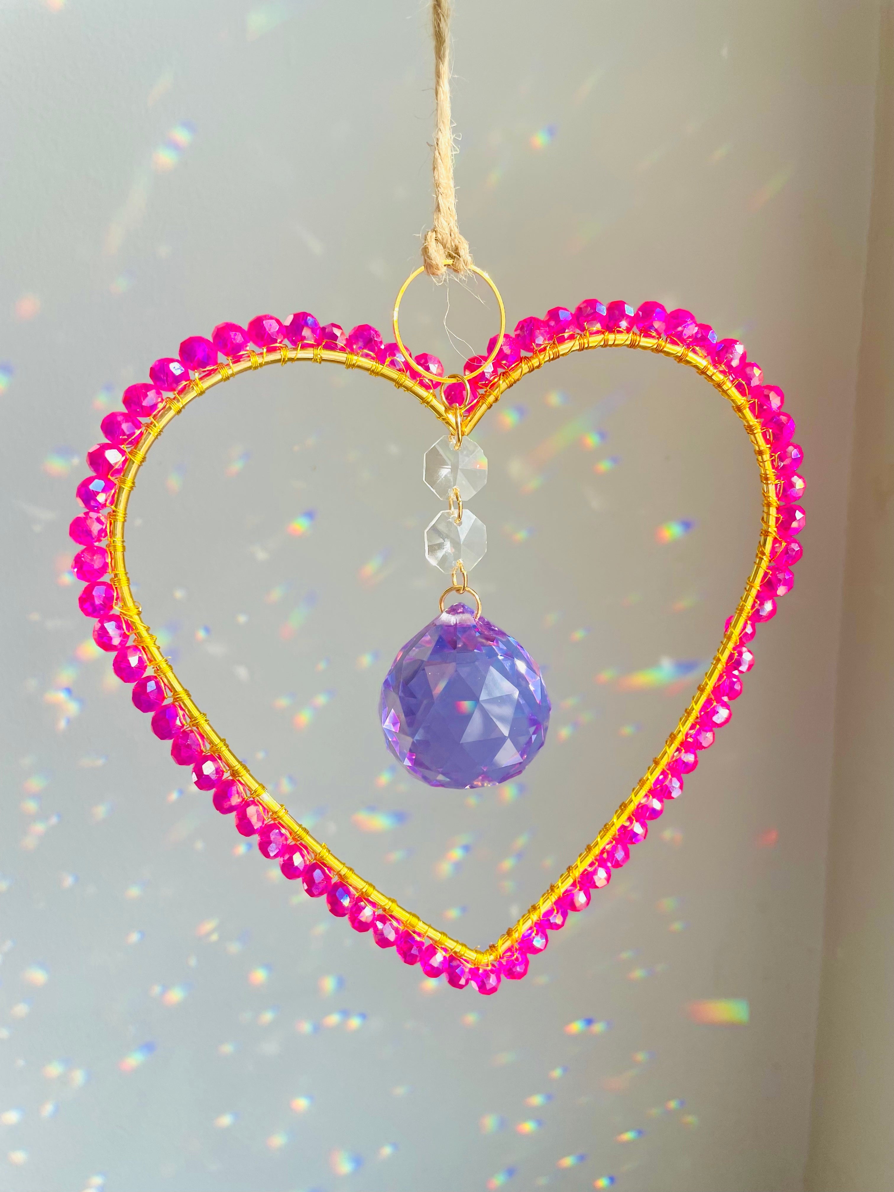 Maxi Heart Magenta Suncatcher