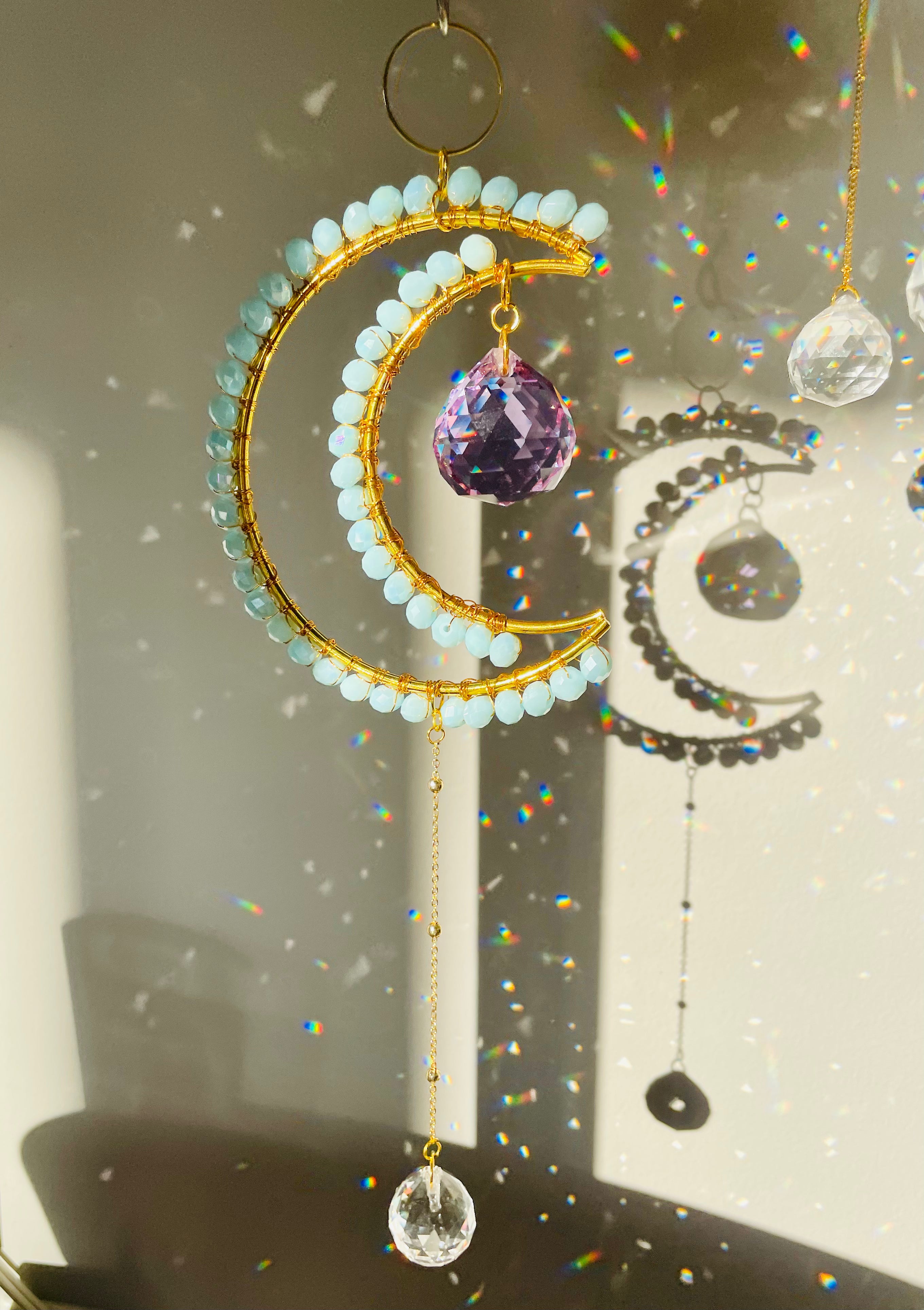 Midi Crescent Ice Blue Suncatcher