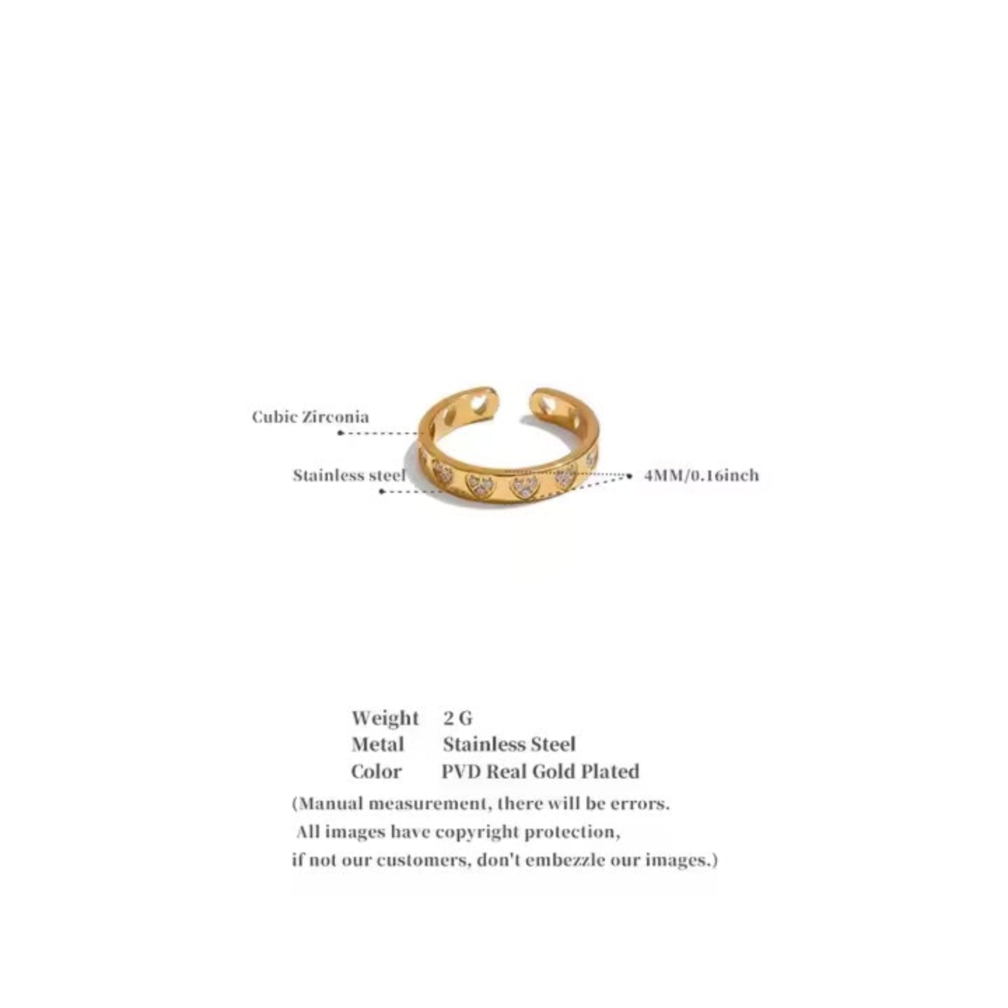 Gold ring with cubic zirconia on a white background