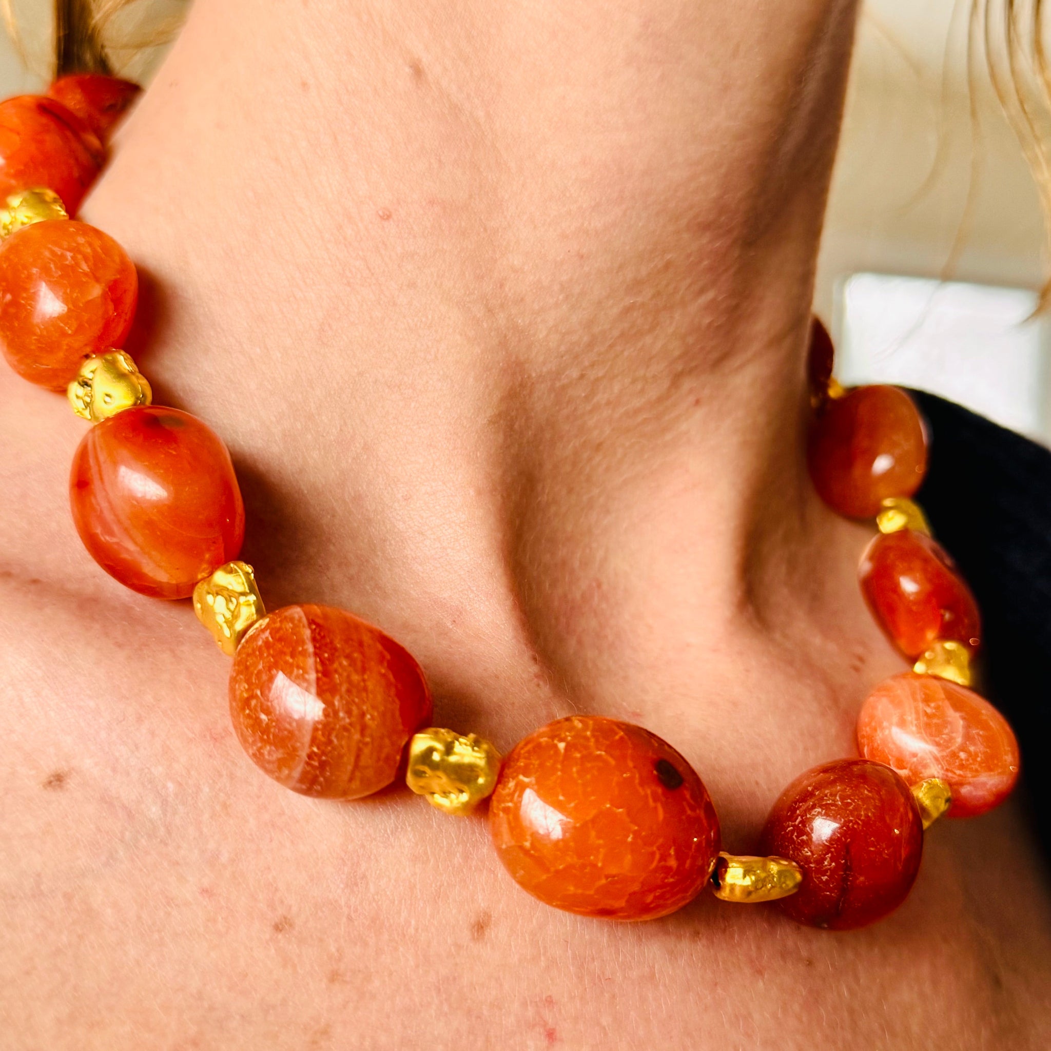 Protection Carnelian Statement Necklace on model