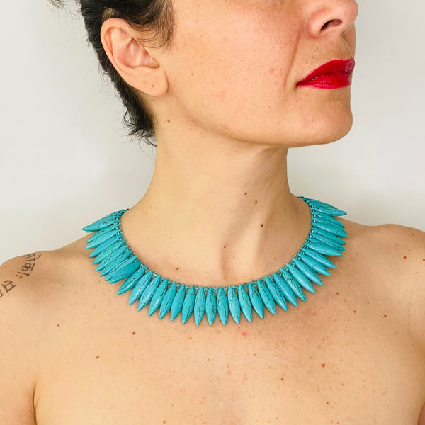 Thorn Turquoise Necklace on model