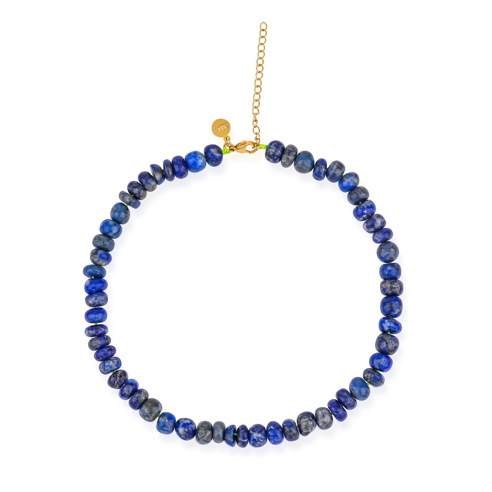 Beaded Lapis Lazuli necklace on white surface