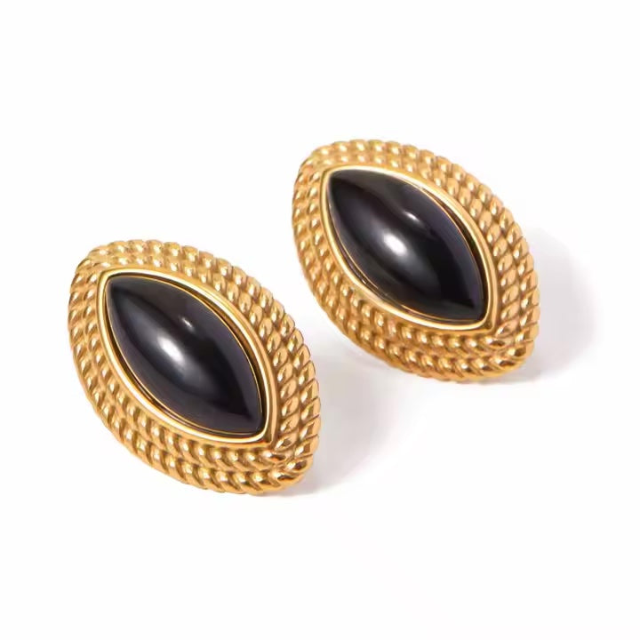 Oval Onyx Stud Earrings