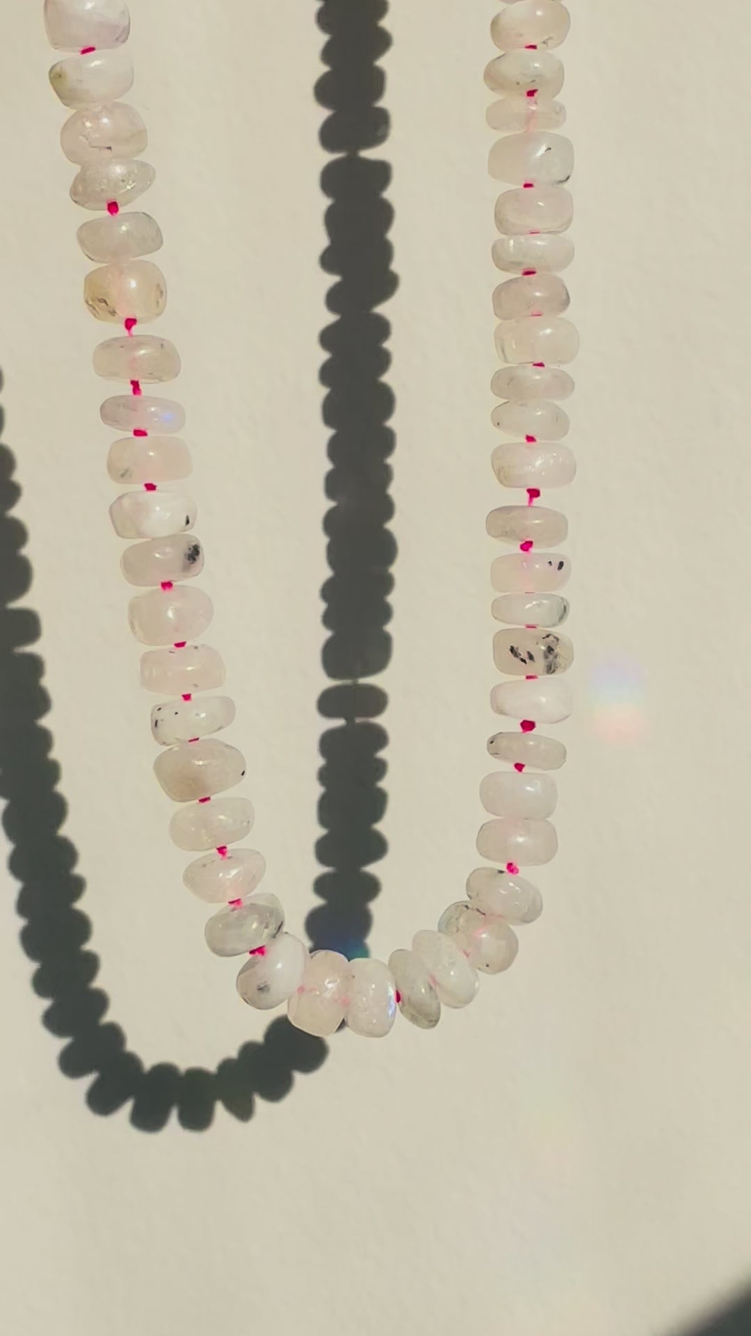 Closeup video of Moonstone Beaded Necklace