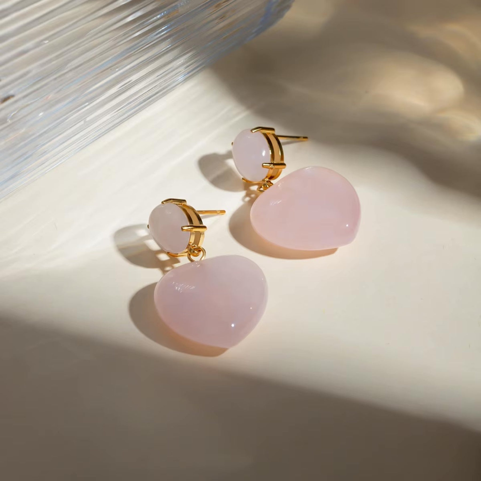 Rose Love Heart Drop Earrings