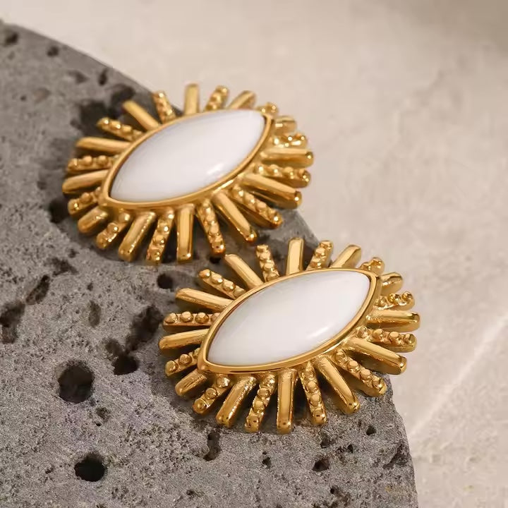 Sunshine White Onyx Stud Earrings