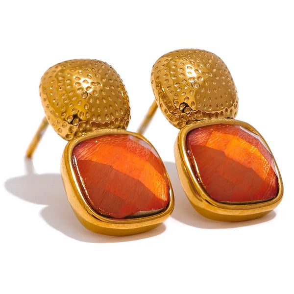 Aretha Orange Stud Earrings