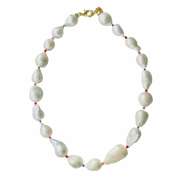 Maxi Baroque Pearl Statement Necklace on white background
