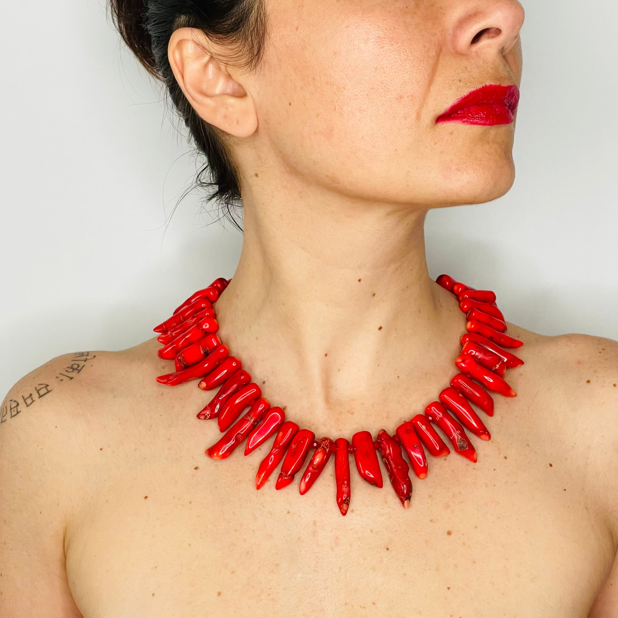 Coral Necklace on model