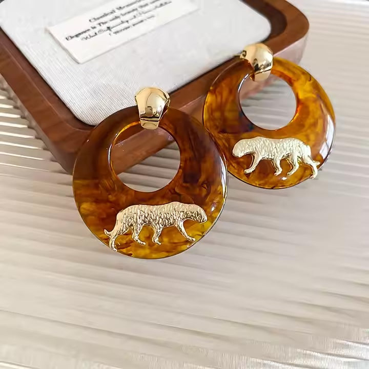 Geometric Tiger Earrings