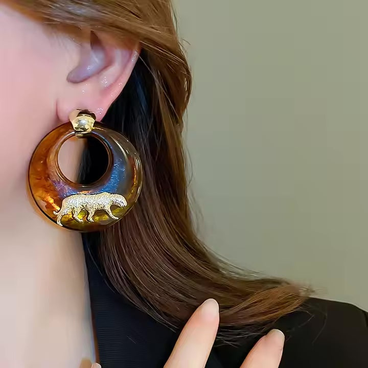 Geometric Tiger Earrings