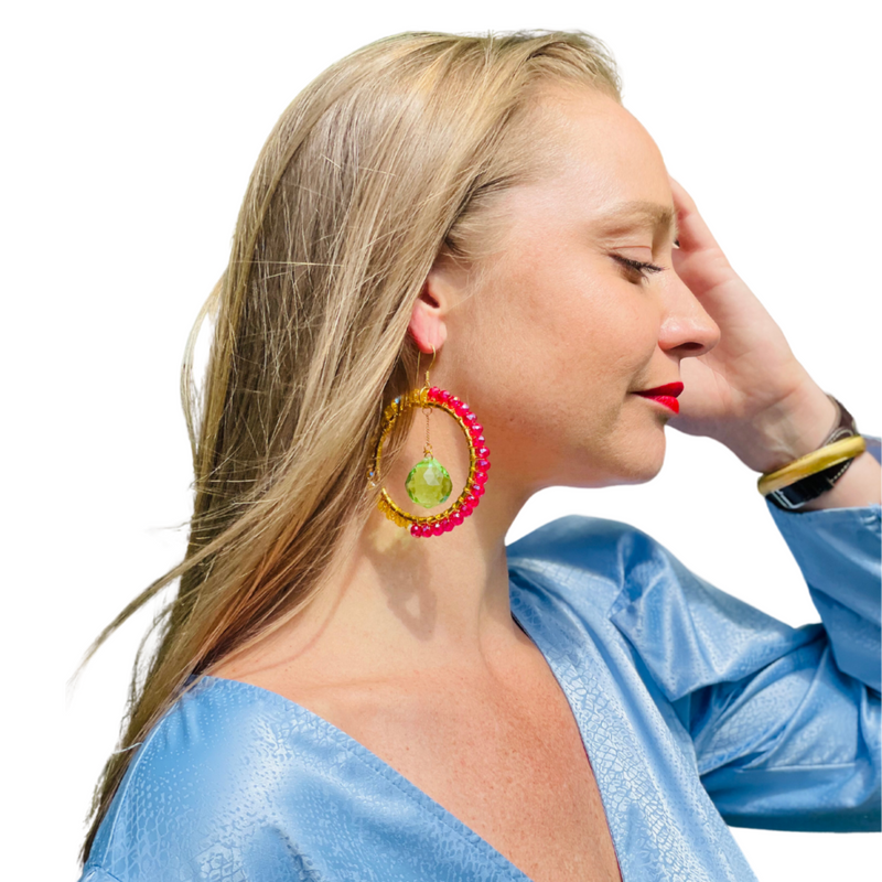Glamour Suncatcher Earrings On model white background
