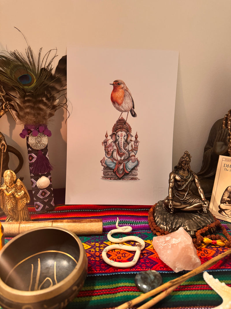 Ganesha and Robin Print