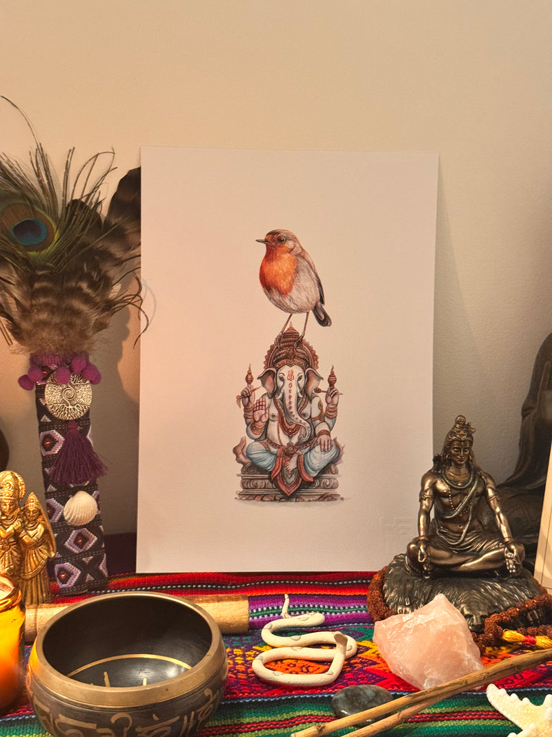 Ganesha and Robin Print