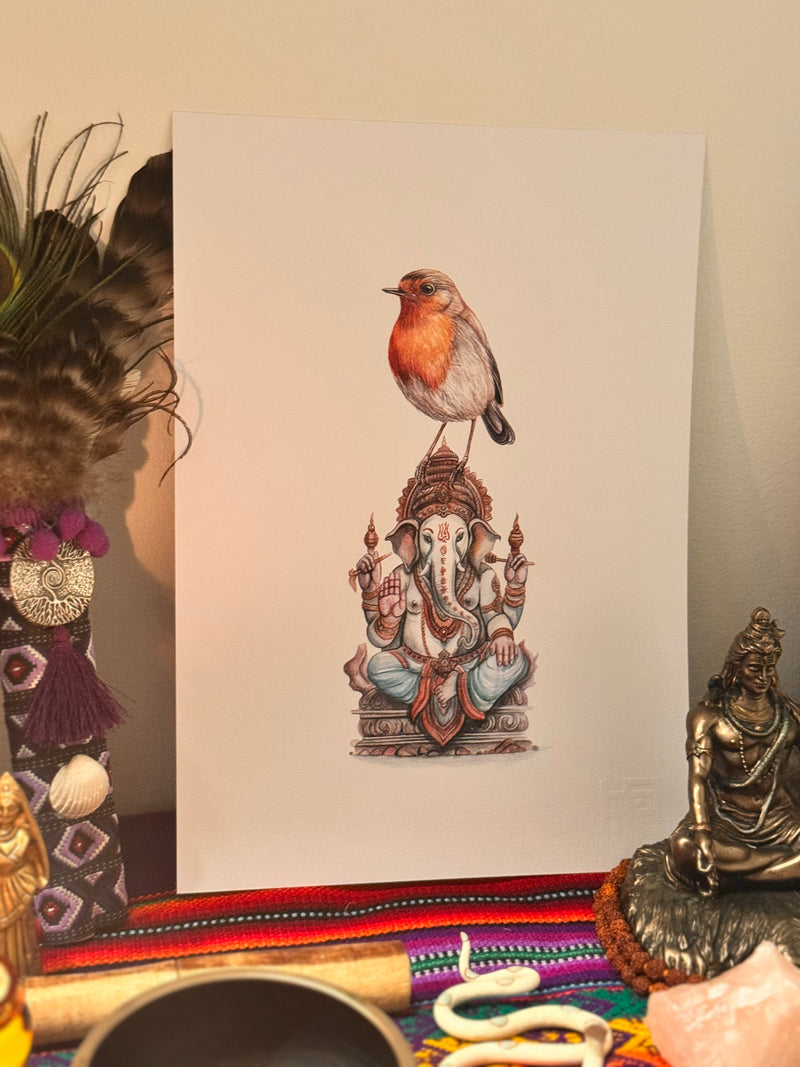 Ganesha and Robin Print