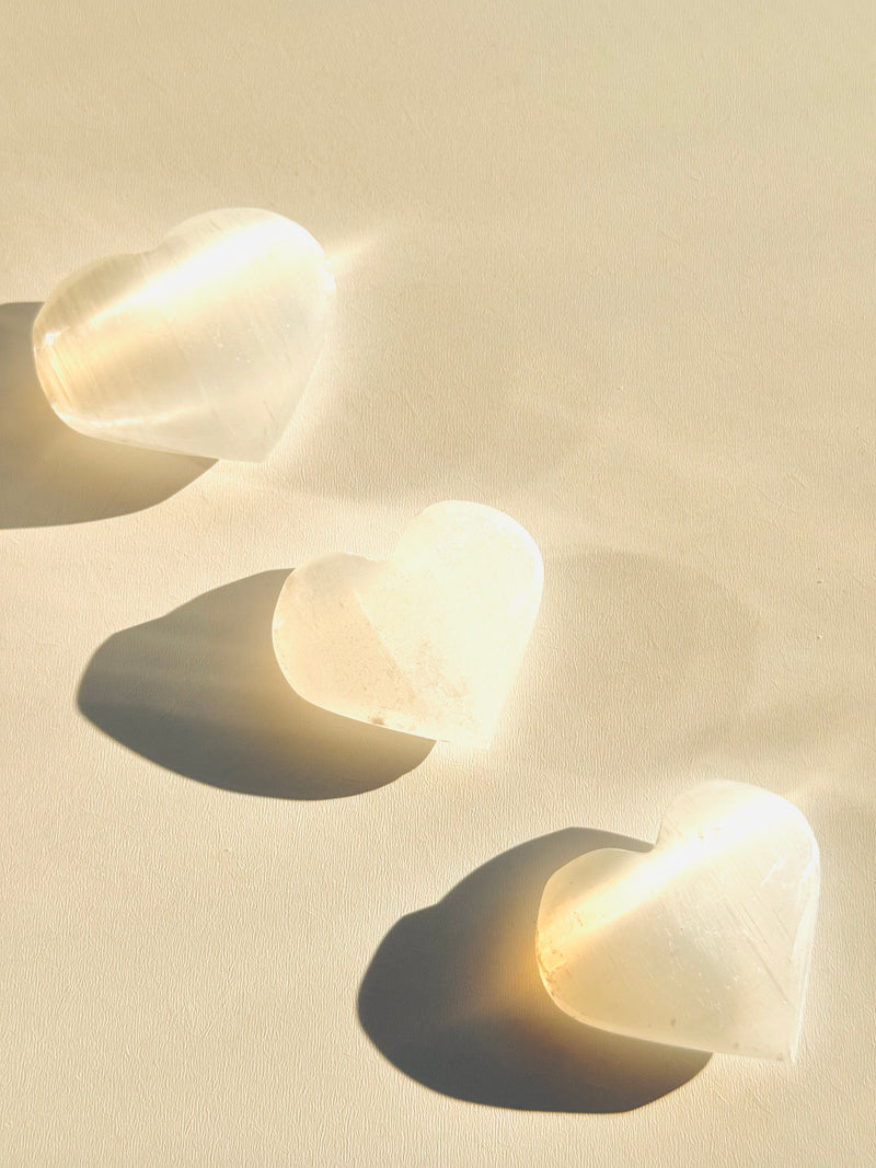 Selenite Heart Shaped Palm Crystal