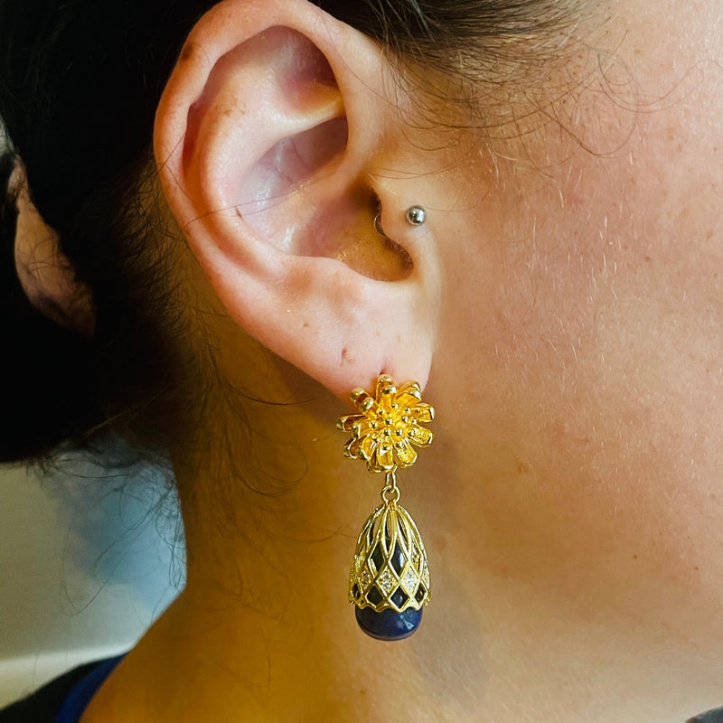 LapisBloomEarrings on model