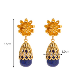 Drop Lapis lazuli earrings with measurements