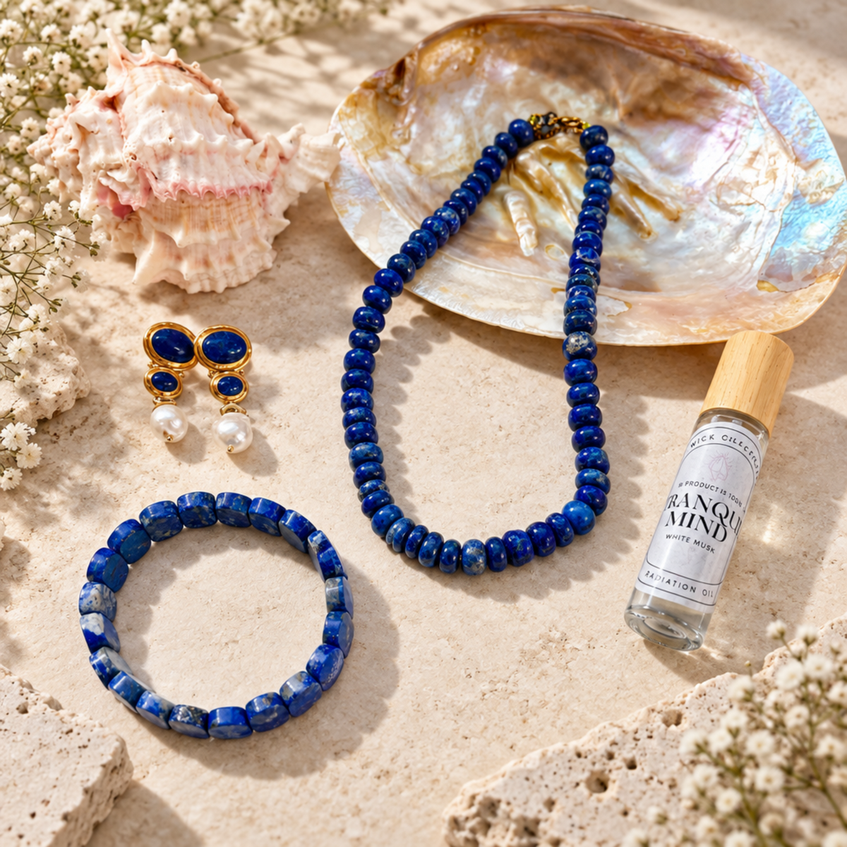 Lapis Lazuli Ritual Set with seashell