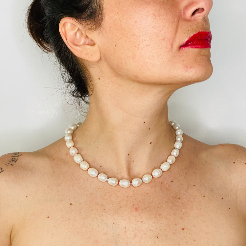Midi Pearl Necklace on Model