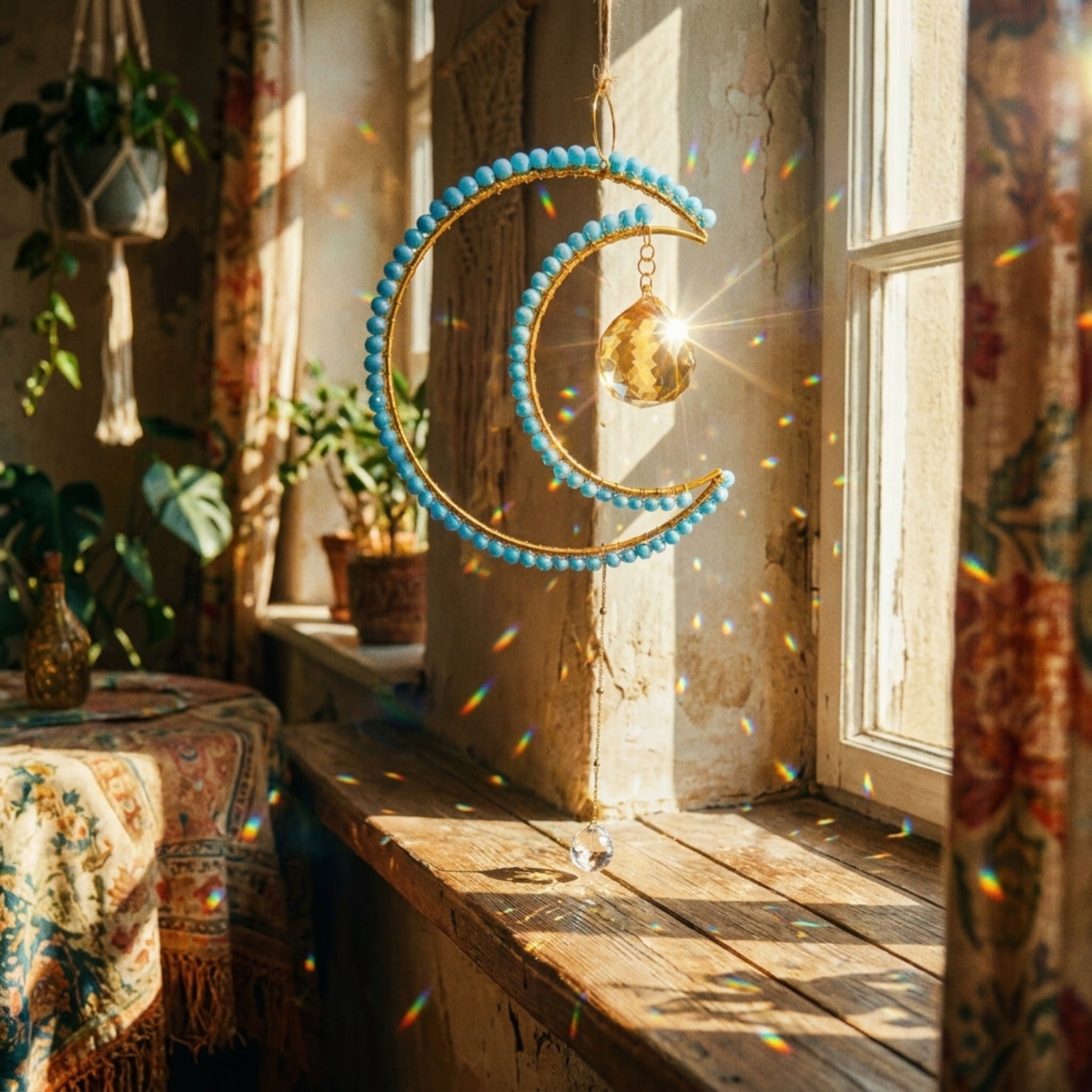Maxi Crescent Baby Blue Suncatcher