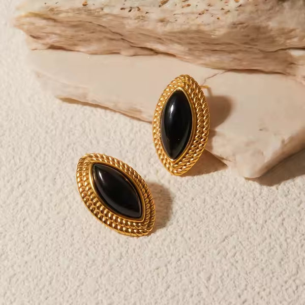 Oval Onyx Stud Earrings
