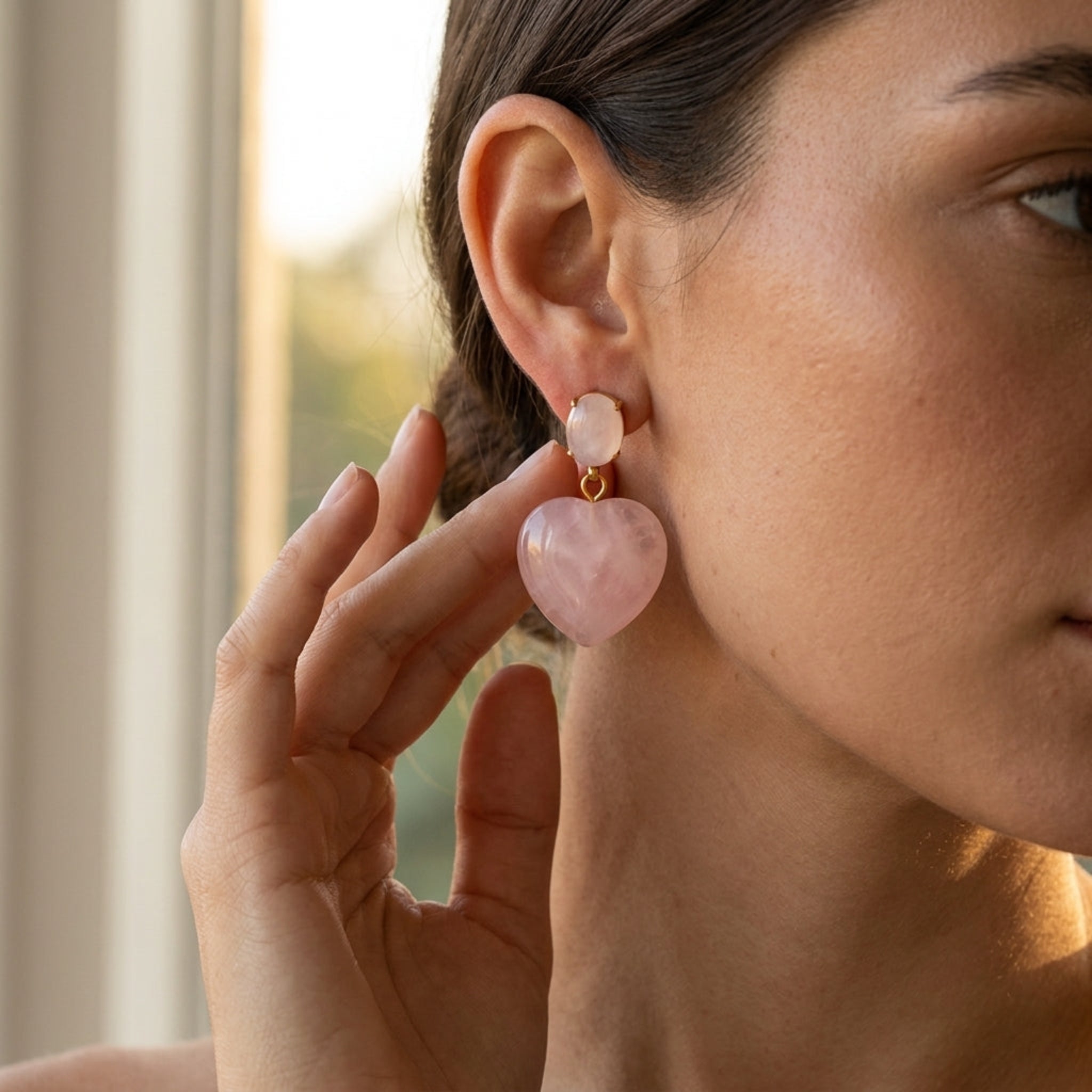 Rose Love Heart Drop Earrings