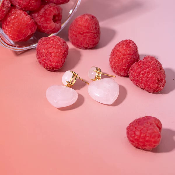 Rose Love Heart Drop Earrings