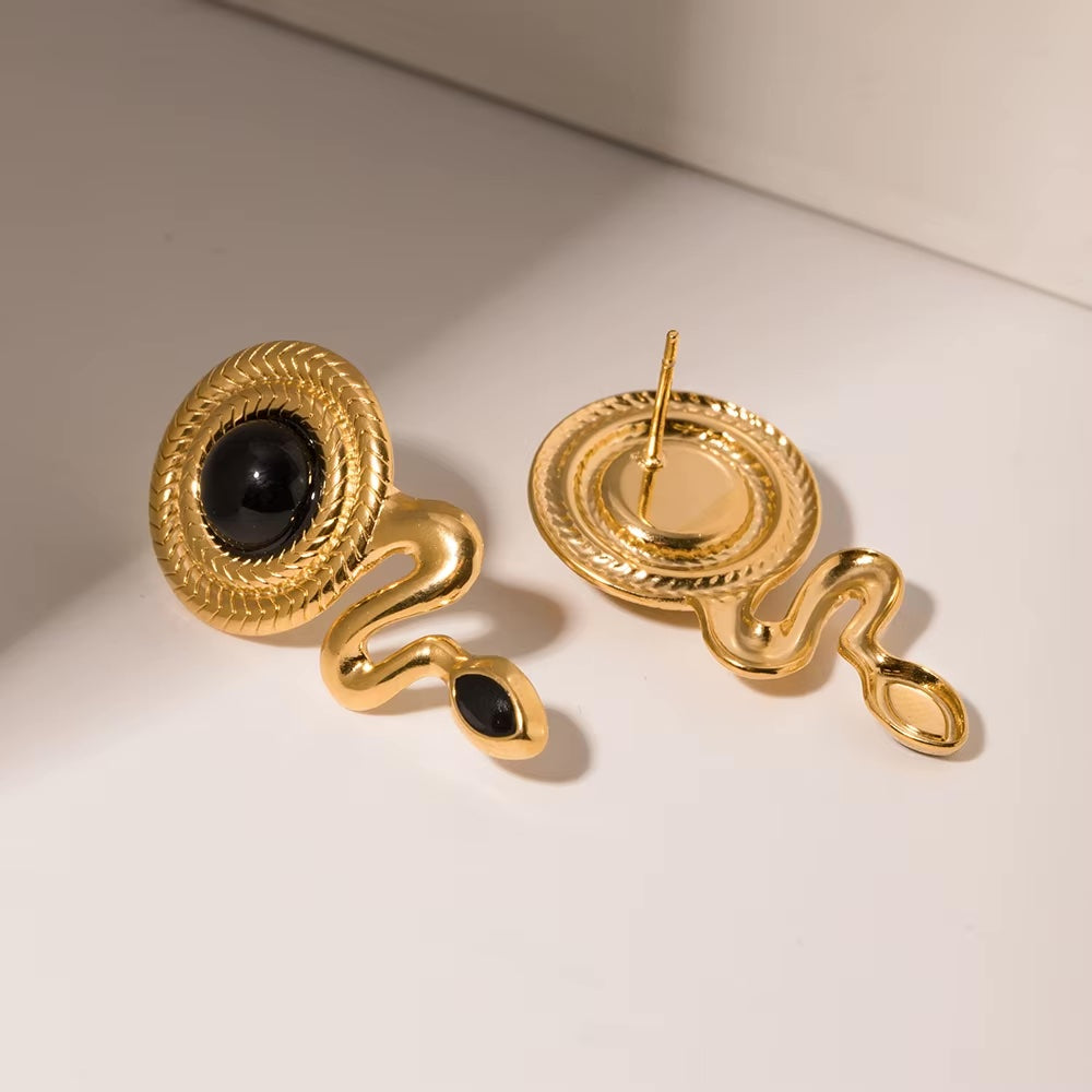 Serpent Black Tourmaline Earrings