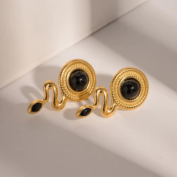 Serpent Black Tourmaline Earrings