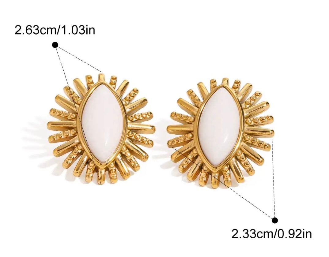 Sunshine White Onyx Stud Earrings