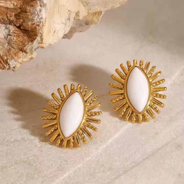 Sunshine White Onyx Stud Earrings