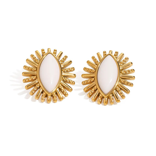 Sunshine White Onyx Stud Earrings