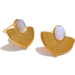 Opal Fan Stud Earrings