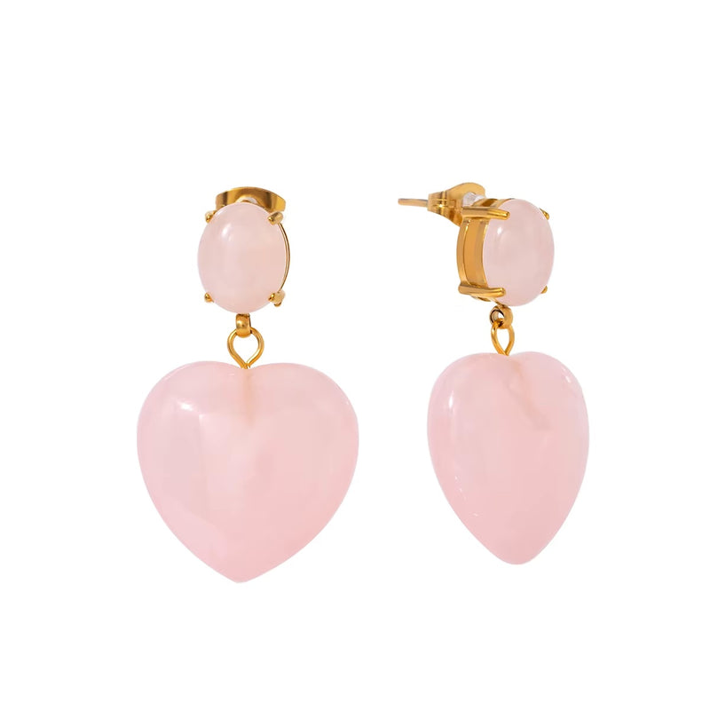 Rose Love Heart Drop Earrings