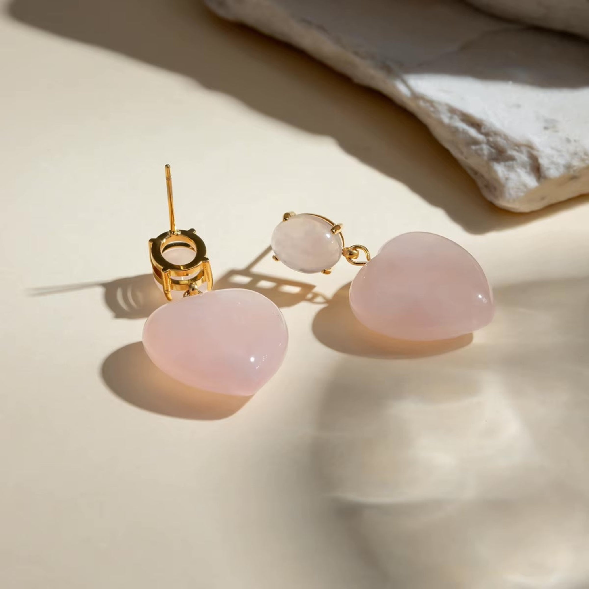 Rose Love Heart Drop Earrings