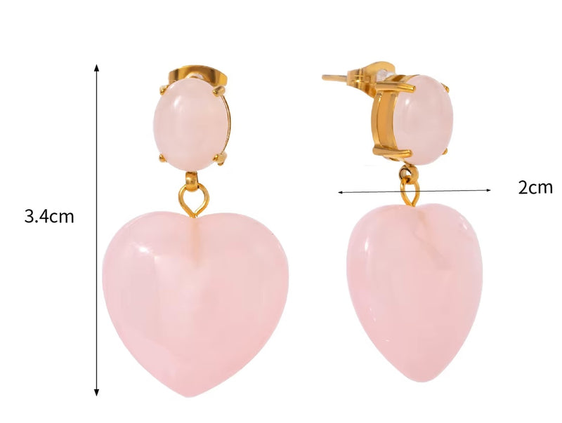 Rose Love Heart Drop Earrings