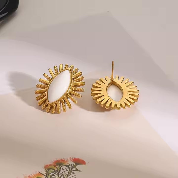 Sunshine White Onyx Stud Earrings