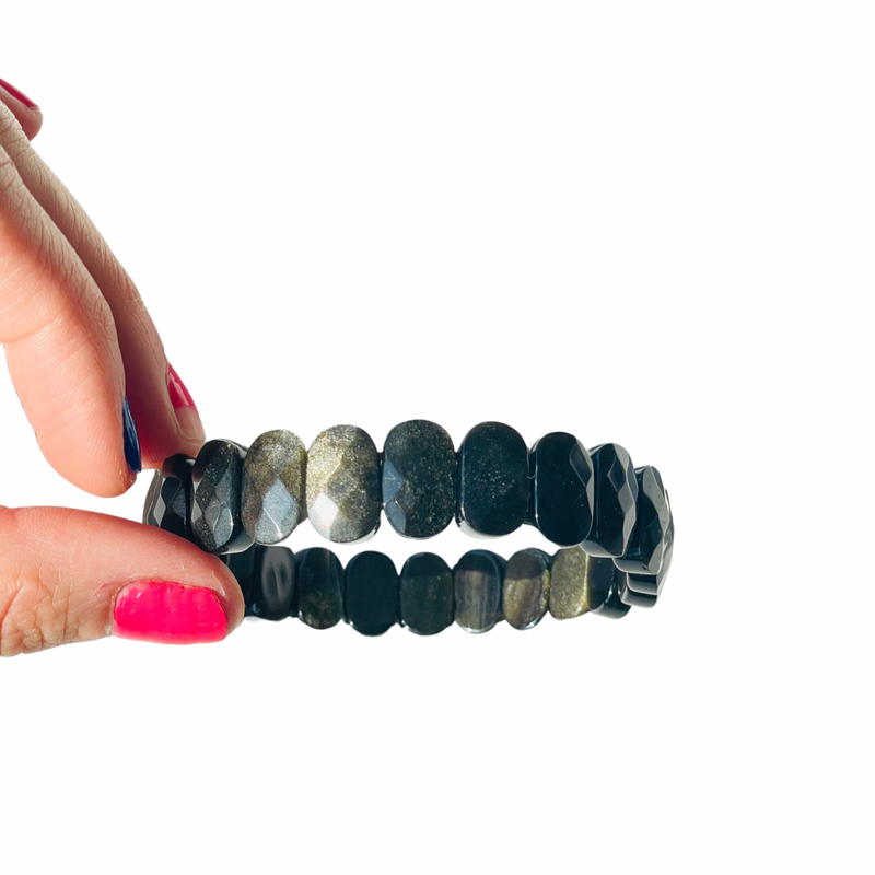 Gold Sheen Obsidian Chunky Bracelet