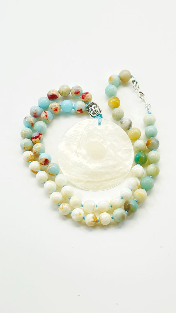 Mother Of Pearl Half Mala Necklace
