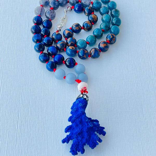 Integrity Half Mala Necklace on white surface